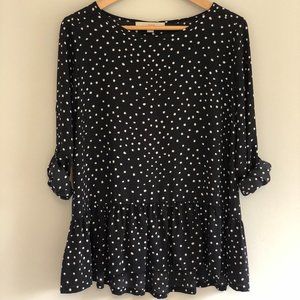 LOFT Black & White Peplum Blouse
